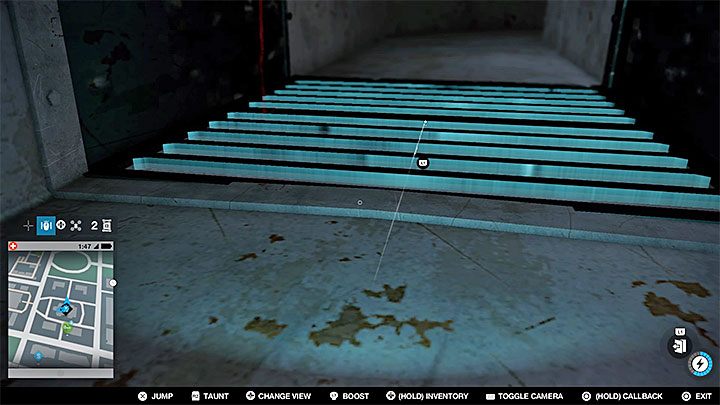 Po znalezieniu się skoczkiem w obszarze nad tunelem wjedź do szybu wentylacyjnego - Watch Dogs 2: Punkty badań 1-61, mapa, sekrety - Watch Dogs 2 - poradnik do gry