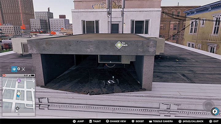 Wybierz teraz skoczka i upewnij się, że masz odblokowaną umiejętność Przyspieszenie (Speed Boost), bo będzie ci ona potrzebna do wykonania bardzo dalekiego skoku - Watch Dogs 2: Kluczowe dane 1-12, mapa, sekrety - Watch Dogs 2 - poradnik do gry