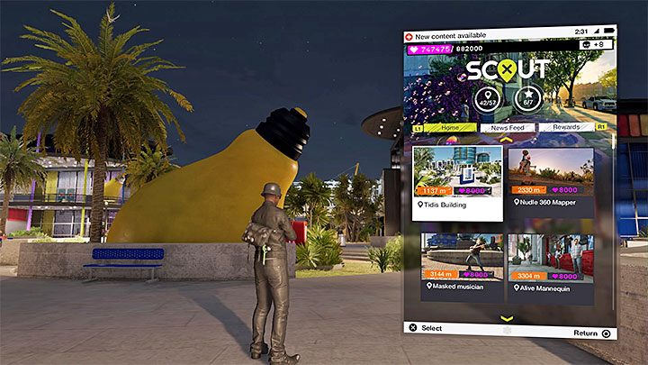 Aplikacja ScoutX wyświetla listę wszystkich lokacji, przy których nie zrobiłeś sobie jeszcze selfie - Watch Dogs 2: Osiągnięcia/Trofea, lista - porady - Watch Dogs 2 - poradnik do gry
