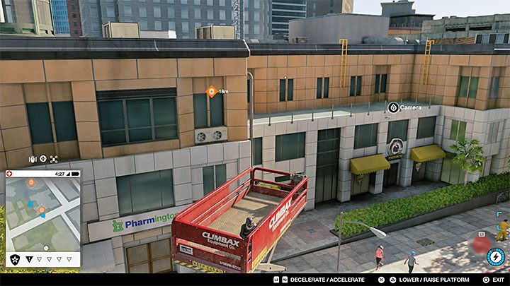 Użyj podnośnika żeby dotrzeć na balkonik ze skrzynką - Watch Dogs 2: Demaskator (Whistleblower), solucja, operacje poboczne - Watch Dogs 2 - poradnik do gry