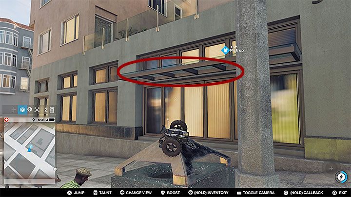Serket ten znajduje się w górnym obszarze między budynkami i Marcus nie może tam osobiście dotrzeć - Watch Dogs 2: Malowania, elementy ubioru, unikalne pojazdy - mapa, sekrety - Watch Dogs 2 - poradnik do gry