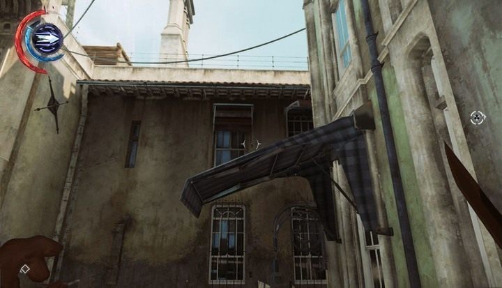 Wskocz na zadaszenie, a potem na dach, by dostać się do kościanego amuletu. - Sekrety | Misja 2 - Kraniec świata | Dishonored 2 - Dishonored 2 - poradnik do gry
