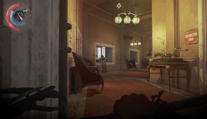 Użycie strzałek usypiających jest najbezpieczniejszym rozwiązaniem. - Udaj się do biura dr. Hypatii | Misja 3 - Droga pani doktor | Dishonored 2 - Dishonored 2 - poradnik do gry