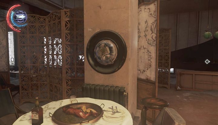 Runa wisi na filarze w jadalni. - Sekrety | Misja 3 - Droga pani doktor | Dishonored 2 - Dishonored 2 - poradnik do gry