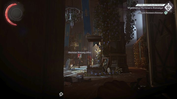 Schowaj się za prawym filarem i poczekaj aż Ramsey opuści salę tronową. - Ucieknij z Dunwall Tower | Misja 1 - Długi dzień w Dunwall | Dishonored 2 - Dishonored 2 - poradnik do gry