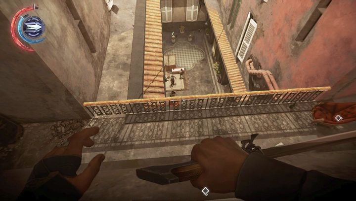 Zeskocz na balkon i wejdź do mieszkania. - Zdobądź ciało Paola | Misja 6 - Dzielnica pyłu | Dishonored 2 - Dishonored 2 - poradnik do gry