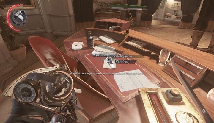 Kościany amulet leży na biurku, w nowym gabinecie Stiltona. - Sekrety | Misja 7 - Pęknięta tafla rzeczywistości | Dishonored 2 - Dishonored 2 - poradnik do gry