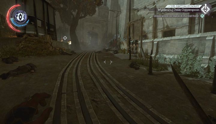 W budynku po prawej stronie znajdziesz zasilanie bramy. - Dostań się do Dunwall Tower | Misja 9 - Śmierć cesarzowej | Dishonored 2 - Dishonored 2 - poradnik do gry