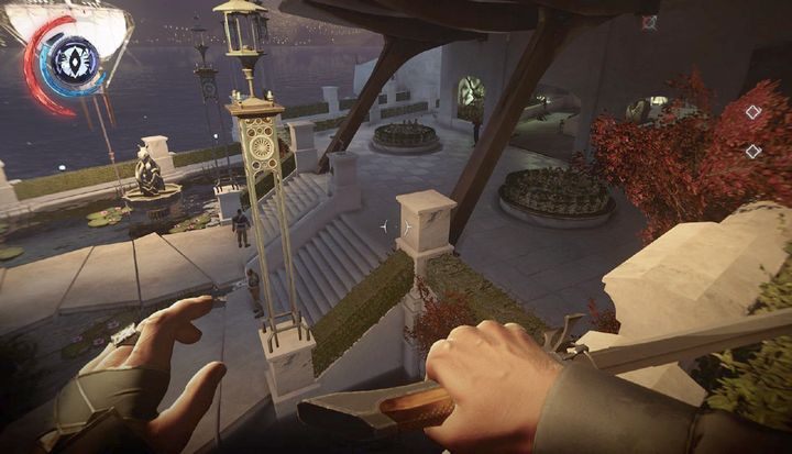 Przyklej się do prawej ściany, by przejść niezauważonym. - Wyeliminuj diuka Abele | Misja 8 - Wielki Pałac | Dishonored 2 - Dishonored 2 - poradnik do gry