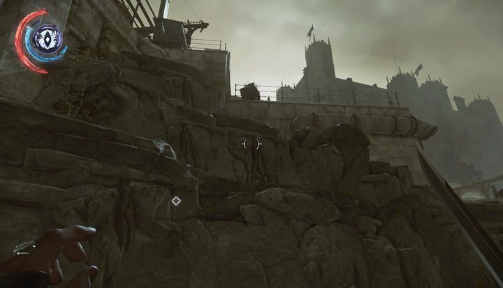 Wskocz na skały skąd dostaniesz się na ulicę. - Znajdź wyjście z ulic Dunwall | Misja 9 - Śmierć cesarzowej | Dishonored 2 - Dishonored 2 - poradnik do gry