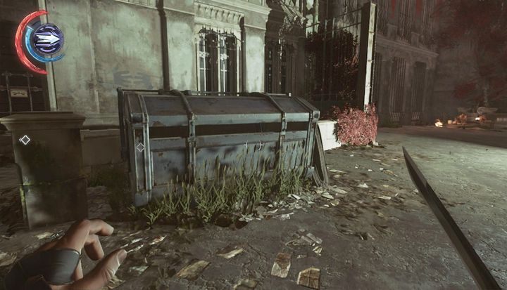 W śmietniku znajdziesz kosztowności, a na końcu drogi - żebraka. - Skorzystaj z kolejki w dolnej Avencie | Misja 4 - Mechaniczna rezydencja - Dishonored 2 - poradnik do gry