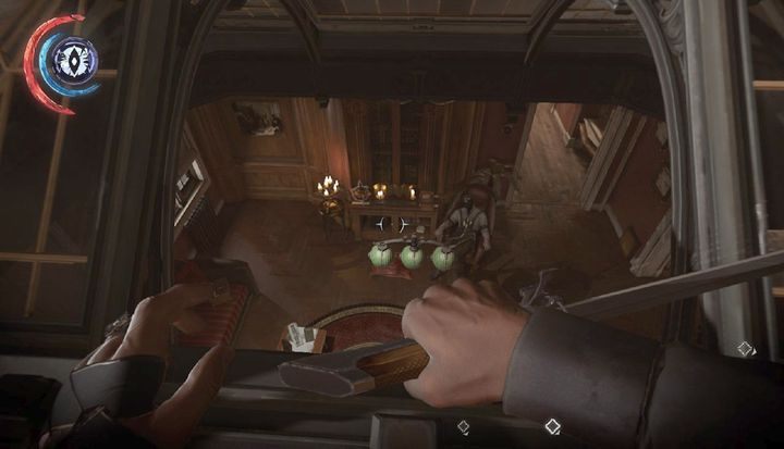 Wskocz do przyczółku rewidentów i pozbądź się strażnika. - Dowiedz się co wie Byrne (opcjonalne) | Misja 5 - Cesarskie Konserwatorium - Dishonored 2 - poradnik do gry