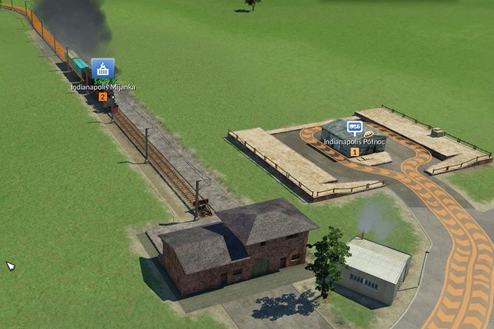 Linia kolejowa dostarcza żywność, gdzie ta jest przeładowana na ciężarówki zmierzającej do dzielnicy komercyjnej. - Tworzenie połączeń w Transport Fever - Transport Fever - poradnik do gry