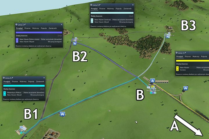 Linia AB B1,B2,B3 i odwrotnie - Tworzenie połączeń w Transport Fever - Transport Fever - poradnik do gry