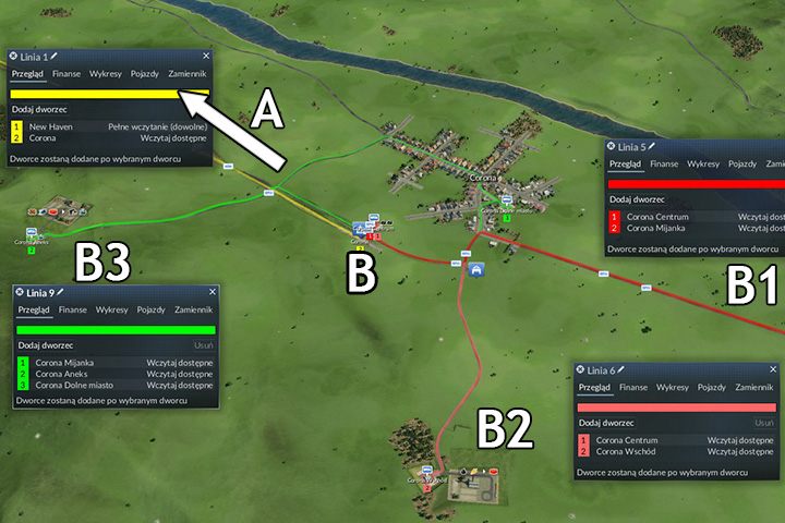 Linia 1A,2A,3A AB B1,B2,B3 - Tworzenie połączeń w Transport Fever - Transport Fever - poradnik do gry