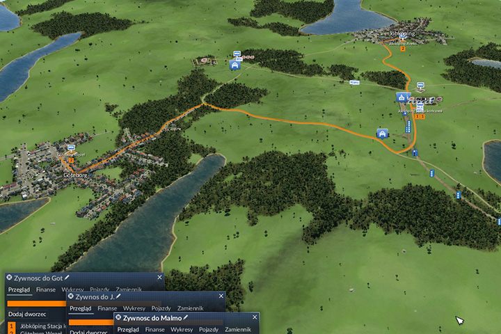 Pociąg najpierw wywozi stal do portu i sprowadza żywność, która jest przeładowywana na ciężarówki. - Misja 3 - Ciężkie czasy w Transport Fever - Transport Fever - poradnik do gry