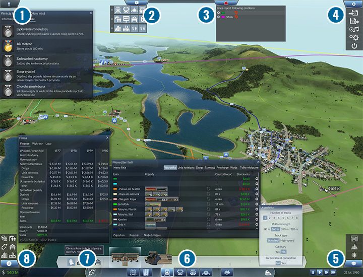Główny Ekran - Interfejs i sterowanie w Transport Fever - Transport Fever - poradnik do gry