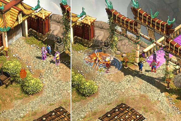 Mógłbyś wysłać Aiko aby już teraz poszła do dzwonu aby pozbyć się mnichów, ale teraz przeszkadza nam tylko jeden, którego możemy zdjąć po drodze nie trącać czasu - Misja 4 - Góra Tsuru - Shadow Tactics: Blades of the Shogun - poradnik do gry