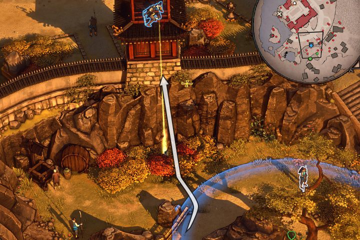 Teraz największym problemem jest strażnik na wieży - Misja 5 - Posiadłość Lorda Yabu - Shadow Tactics: Blades of the Shogun - poradnik do gry