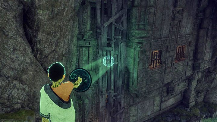 Wyceluj lustro w pionowe deski - Odnalezienie lustra i wydostanie się ze startowej jaskini | The Last Guardian - The Last Guardian - poradnik do gry