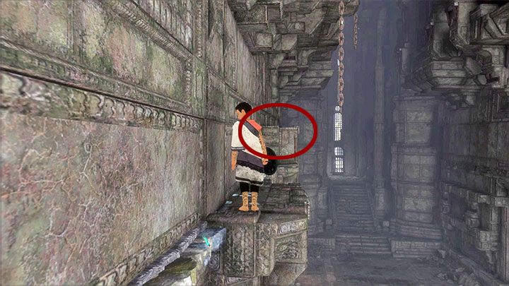 Powróć tą samą drogą na dół - Przeprawa przez pierwsze ruiny z wykorzystaniem lustra | The Last Guardian - The Last Guardian - poradnik do gry