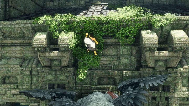 Wdrap się po Trico żeby przedostać się na dach - Rozwiązanie zagadki z błękitnymi oparami i dalsza eksploracja ruin - The Last Guardian - poradnik do gry
