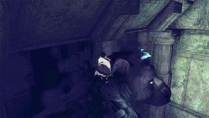 Trico będzie w stanie przejść przez ciemny tunel i dotrzeć do wyjścia z ruin - Nakarmienie Trico i przejście przez ciemny tunel | The Last Guardian - The Last Guardian - poradnik do gry