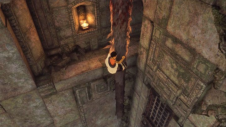 Opuść się na ogonie Trico i doskocz do sąsiedniej półki - Wyeliminowanie dwóch ożywionych zbroi z tarczami | The Last Guardian - The Last Guardian - poradnik do gry