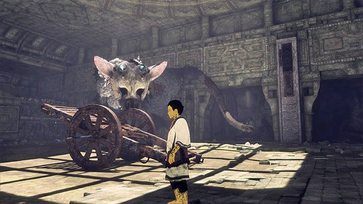 Za lewą podniesioną kratą odnajdziesz wóz - Rozwiązanie zagadki z wozem | The Last Guardian - The Last Guardian - poradnik do gry