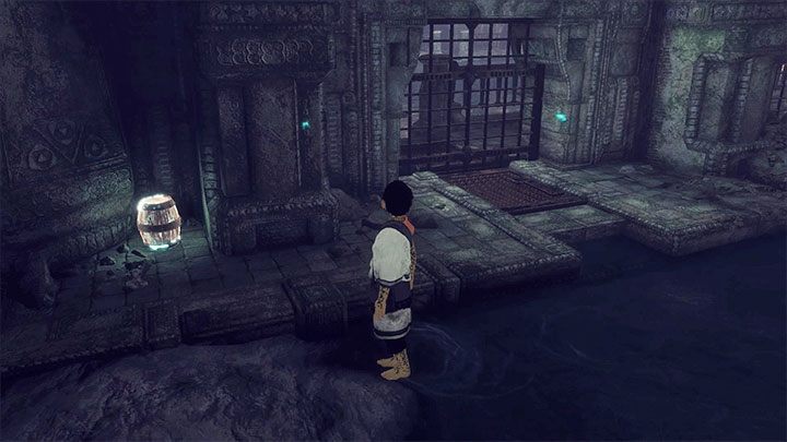 W pierwszym korytarzu pozostawiono nową beczkę - Zbadanie jaskini za wodospadem - The Last Guardian - poradnik do gry