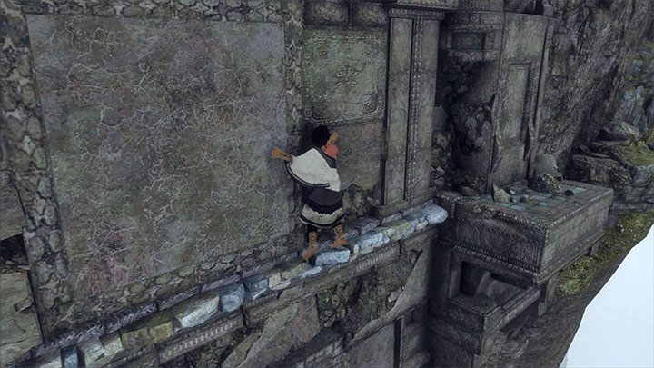 Powoli przesuwaj się przy krawędzi klifu - Przetoczenie klatki i wyjście z ruin wraz z Trico | The Last Guardian - The Last Guardian - poradnik do gry