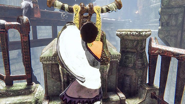 Pociągnij za dźwignię żeby zrzucić potwora na niższy most - Pomoc Trico w walce z drugą bestią i ocalenie Trico przed śmiercią - The Last Guardian - poradnik do gry