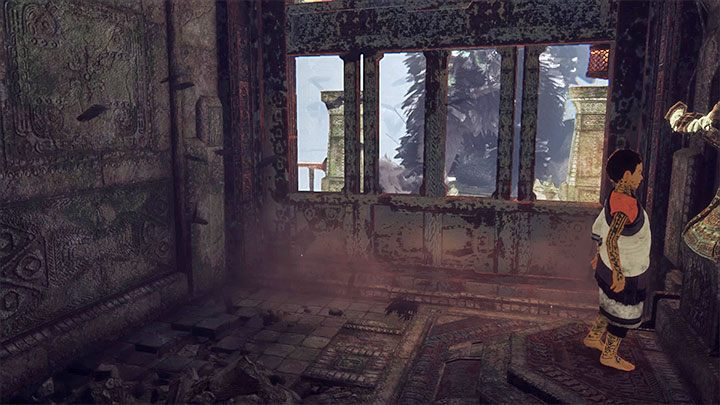 Podejdź do krawędzi, upewnij się, że znajdujesz się dokładnie nad Trico i dopiero wtedy opuść się żeby wylądować na jego grzbiecie - Pomoc Trico w walce z drugą bestią i ocalenie Trico przed śmiercią - The Last Guardian - poradnik do gry