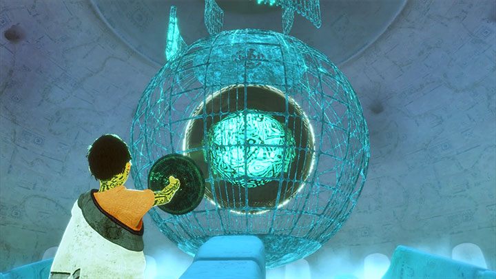 Najważniejszą wiadomością jest to, że ciemną powłokę otaczającą mistrza doliny musisz oświetlać tylko przez określony czas - Rozwiązanie zagadki ze sferą (mistrz doliny) | The Last Guardian - The Last Guardian - poradnik do gry