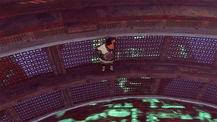 Tuż po wyjęciu lustra ze slotu podbiegnij do najbliższej ściany i złap się gzymsu (powyższy obrazek) - Rozwiązanie zagadki ze sferą (mistrz doliny) | The Last Guardian - The Last Guardian - poradnik do gry