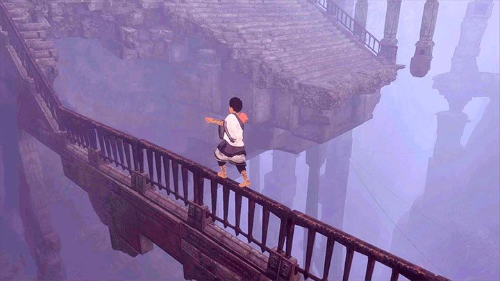 W drodze do górnych ruin musisz m.in. przejść po balustradzie - Odnalezienie Trico i unikanie drugiej bestii | The Last Guardian - The Last Guardian - poradnik do gry