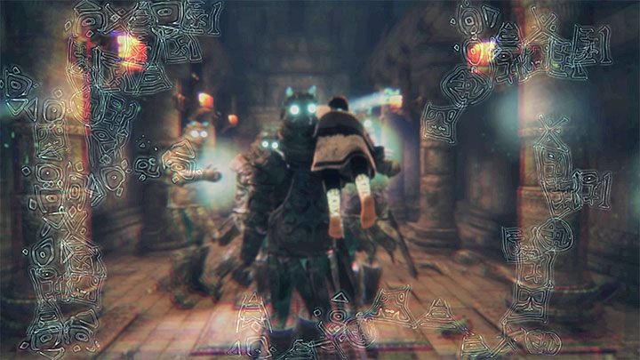 Wciskaj przyciski na padzie jeśli zostaniesz złapany - Pokonanie ożywionych zbroi i wydostanie się z sali z klatką | The Last Guardian - The Last Guardian - poradnik do gry