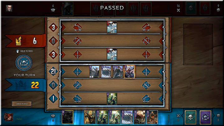 Runda druga zaczyna się od dobrania przez obu graczy po 2 karty z wierzchu talii po czym następuje możliwość wymienienia jednej z aktualnie posiadanych kart - Przebieg gry - Gwint - poradnik do gry