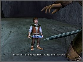 Obracając się w stronę skał zobaczysz, że masz do wyboru dwie ścieżki - Część 2a | Anduin - Władca Pierścieni: Drużyna Pierścienia - poradnik do gry