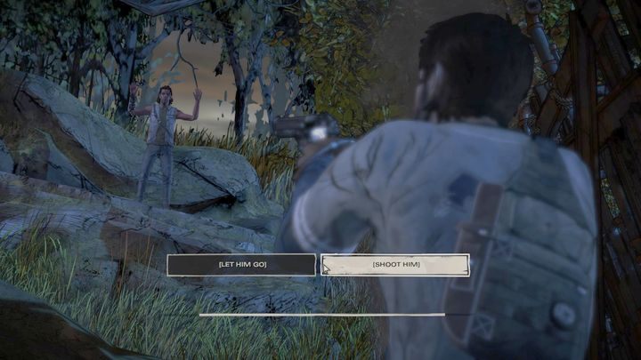 Po krótkim monologu staniesz przed kolejnym ważnym wyborem - Rozdział 2 - Unexpected Guests | Epizod 1 - Ties that Bind - The Walking Dead: The Telltale Series - A New Frontier - poradnik do gry