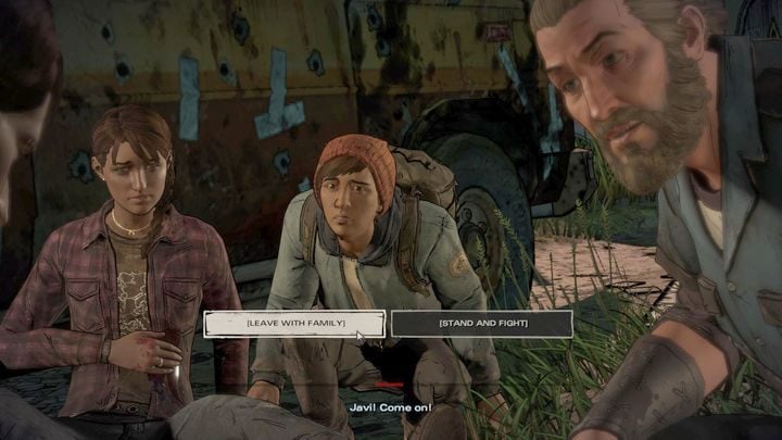 Kolejny ważny wybór kończy opisywany wyżej epizod pierwszy - Ważne wybory | Epizod 1 - Ties that Bind - The Walking Dead: The Telltale Series - A New Frontier - poradnik do gry