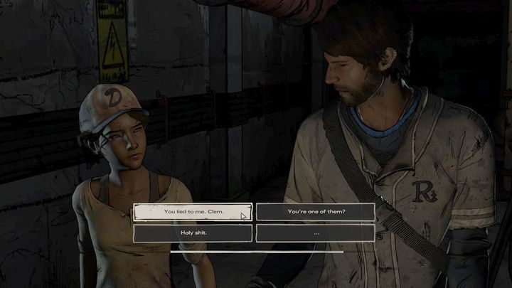 Po małej wspomince, Clem wyjawi Javiemu swoją dawną przynależność do grupy New Frontier - Rozdział 5 - Rough Justice | Epizod 2 - Ties that Bind - The Walking Dead: The Telltale Series - A New Frontier - poradnik do gry
