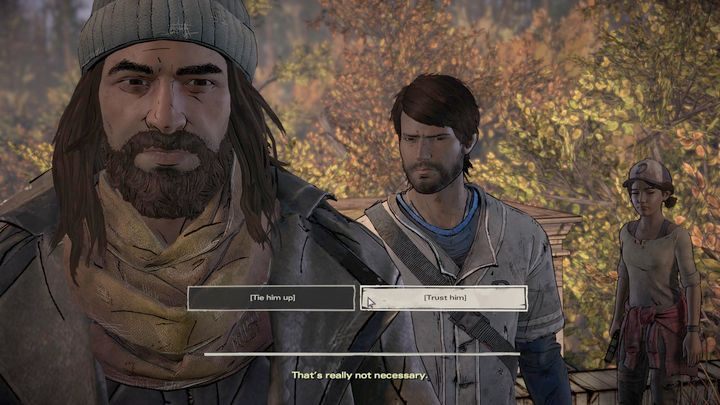 Trzeci ważny wybór znajdziesz w czwartym rozdziale tego epizodu - Ważne wybory | Epizod 2 - Ties that Bind - The Walking Dead: The Telltale Series - A New Frontier - poradnik do gry