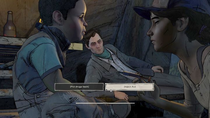 Drugi ważny wybór znajdziesz w czwartym rozdziale tego epizodu i dotyczy sytuacji Clem i AJa - Ważne wybory | Epizod 3 - Above the Law - The Walking Dead: The Telltale Series - A New Frontier - poradnik do gry