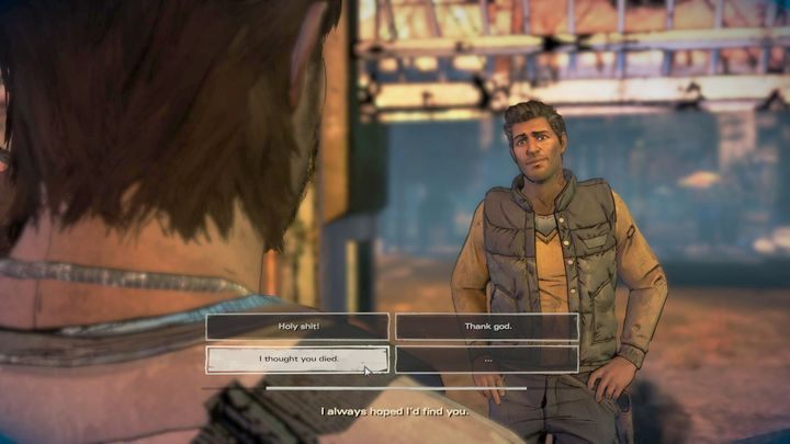 Rozdział rozpocznie się od momentu, w którym zakończyłeś epizod drugi, czyli od spotkania z twoim bratem - Davidem - Rozdział 2 - Building for Tommorow | Epizod 3 - Above the Law - The Walking Dead: The Telltale Series - A New Frontier - poradnik do gry