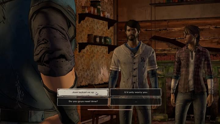 Po chwili do rozmowy dołączy Tripp - Rozdział 2 - Across the water | Epizod 4 - Thicker than Water - The Walking Dead: The Telltale Series - A New Frontier - poradnik do gry