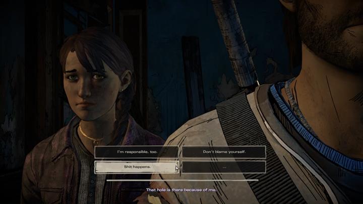 Po chwili udacie się na wyższe piętro, gdzie będziesz kontynuował dalsze dialogi z Kate - Rozdział 2 - Promises and Lies | Epizod 5 - From the Gallows - The Walking Dead: The Telltale Series - A New Frontier - poradnik do gry