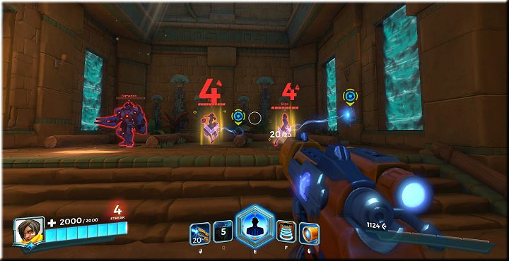 Miny namierzają najbliższy cel po czym wysyłają w jego kierunku wiązkę elektryczną - Kinessa - opis bohatera i taktyki | Bohaterowie w Paladins - Paladins: Champions of the Realm - poradnik do gry