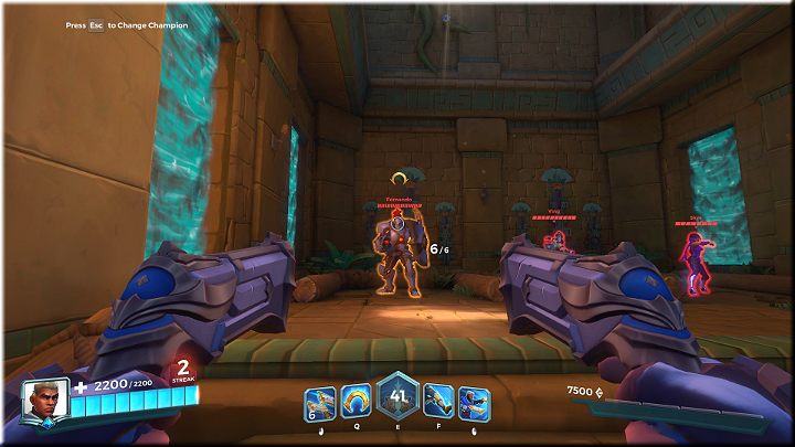 Przeciwnicy objęci działaniem umiejętności Retribute mają widoczny znaczek nad głową - Lex - opis bohatera i taktyki | Bohaterowie w Paladins Champions of the Realm - Paladins: Champions of the Realm - poradnik do gry