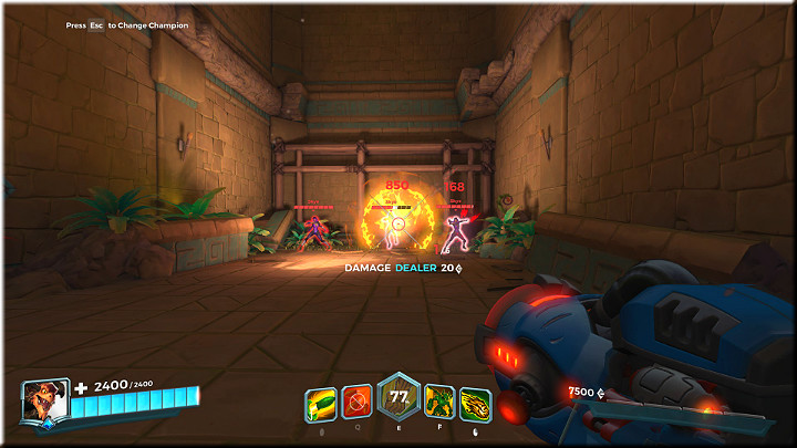 Przeciwnicy będący blisko źródła eksplozji pocisku otrzymają nieco obrażeń rykoszetem - Drogoz - opis bohatera i taktyki | Bohaterowie w Paladins Champions of the Realm - Paladins: Champions of the Realm - poradnik do gry